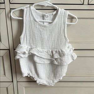 White Ruffled Baby Romper